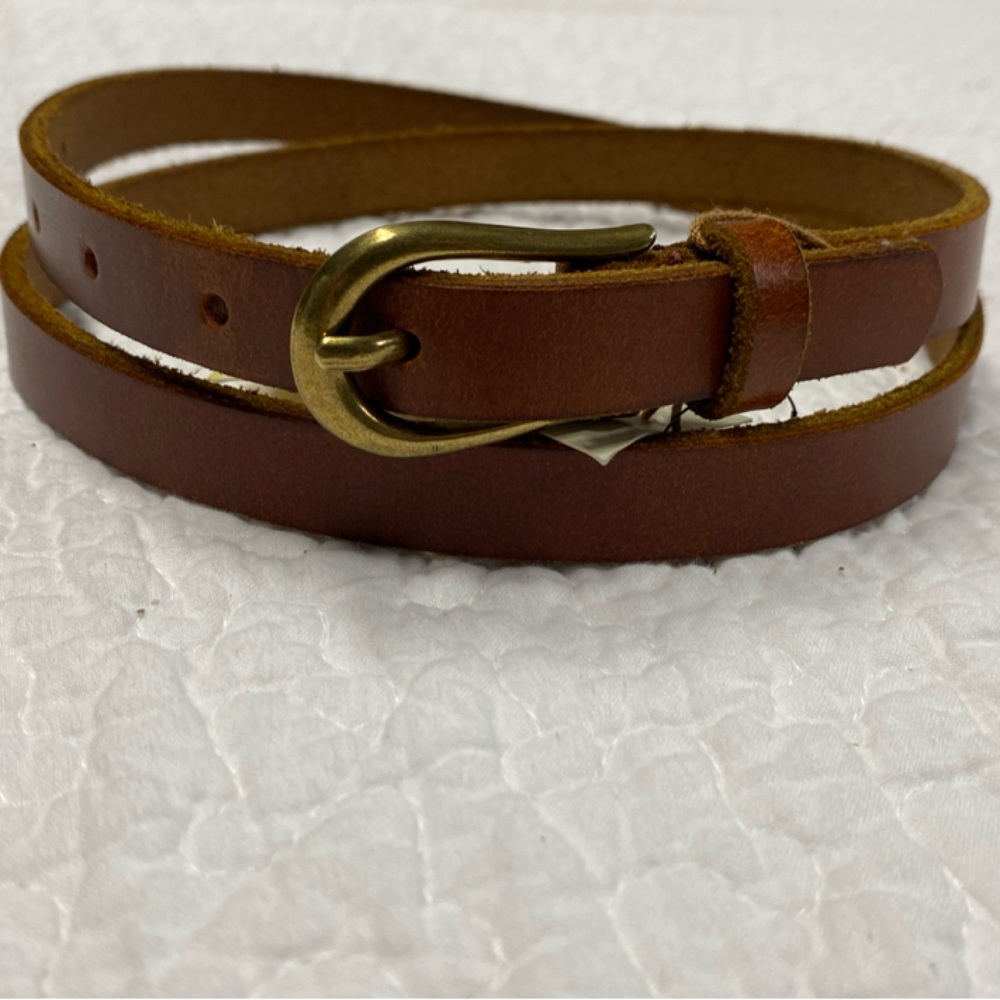Classic Tan Leather Wrap Belt with Brass Buckle